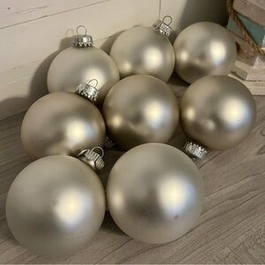 Pearly Silver Glass Christmas Ornament Balls Set of 8